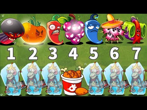 All Plants 1 POWER-UP vs 99 Frozen Monkey Zombie - Who Will Win? - PvZ 2 Challenge
