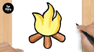 #228 How to Draw a Fire - Easy Drawing Tutorial