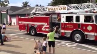 Trains Interrupt Parade Middle & Beginning!  CSX, Fire Trucks & Walton Ky Parade!