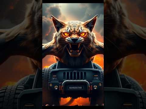 Cat meets Mahindra Thar #shortvideo #hybridanimals