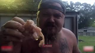 Redneck tries to eat pickled pig feet
