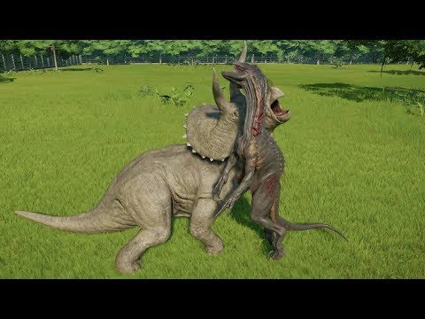 Triceratops(Modified) VS Hybrids Indominus Rex, Indoraptor and Spinoraptor - JWE