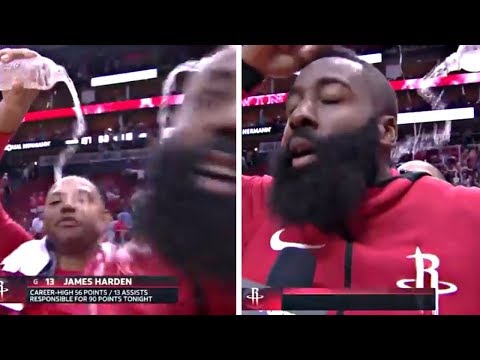 James Harden Gets Soaked By Eric Gordon During Interview After His Career High 56 Point Night