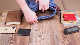 Цікава горизонтальна чоловіча сумка з текстилю 21250 Vintage синя