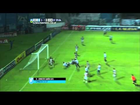 Gol de Garín (e/c). Gimnasia (Jujuy) 2 - Gimnasia (Mendoza). Fecha 12. B Nacional 2015. FPT