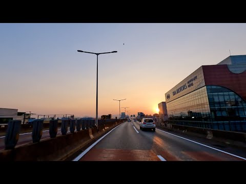[4k] Clear Sunset Downtown Ambience Driving | Hwangnyeong Tunnel - Gimhae Airport Parking lot #51