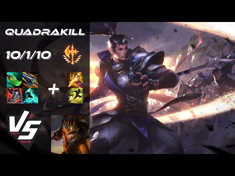 JUNGLE Xin Zhao vs Jarvan IV [QUADRAKILL] - NA Grandmaster Patch 25.24