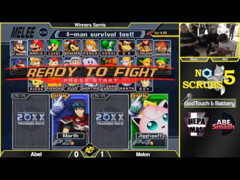 No Scrubs 5 Melee Singles: Abel (Marth) Vs. Melon (Puff) Winners Semis