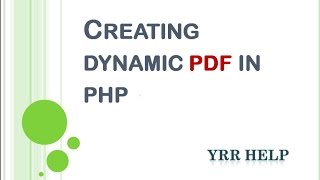 Creating Dynamic PDF in PHP from HTML