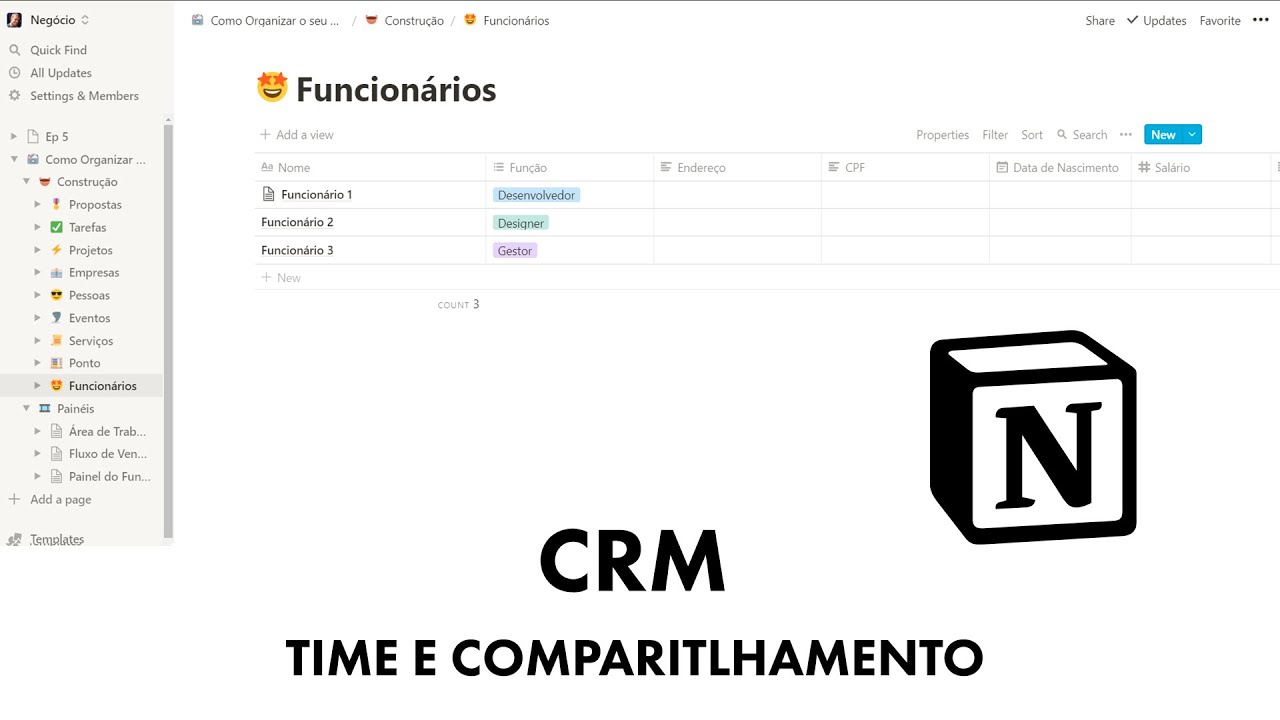 Como Organizar seu Negócio com o Notion - Ep 5 - Time, compartilhamento e bater ponto