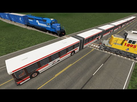 Long Articulated Bus Accident on Rail #40 - Beamng.Drive | Dancing Cars