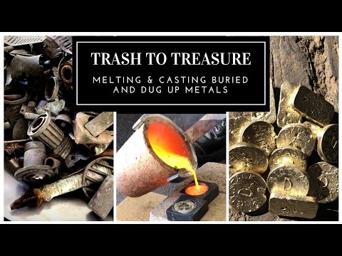 TRASH TO TREASURE - MELTING & CASTING BRASS BARS & COINS FROM BURIED METALS