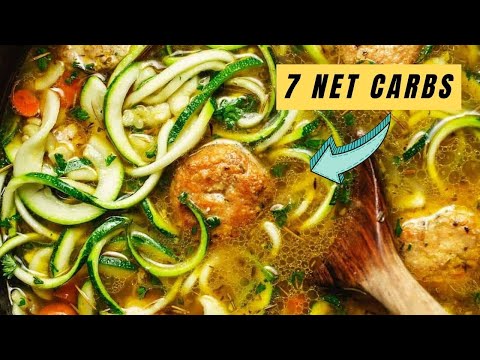 Keto Chicken Meatball Zoodle Soup