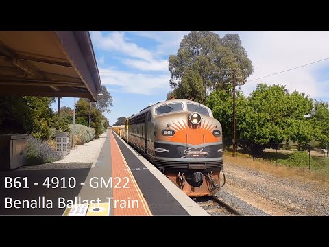 B61, 4910, & GM22 on SSR's Ballast Train at Benalla