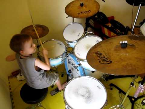 ACDC - Back in Black - Drum Cover - 5 Year Old Drummer