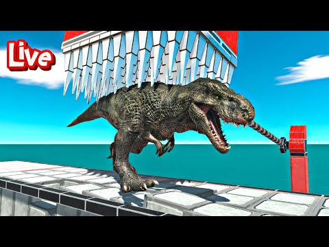 Dinosaur vs/ king kong Race Through Giant Blocks with Jet Engines - Animal Revolt Battle Simulator
