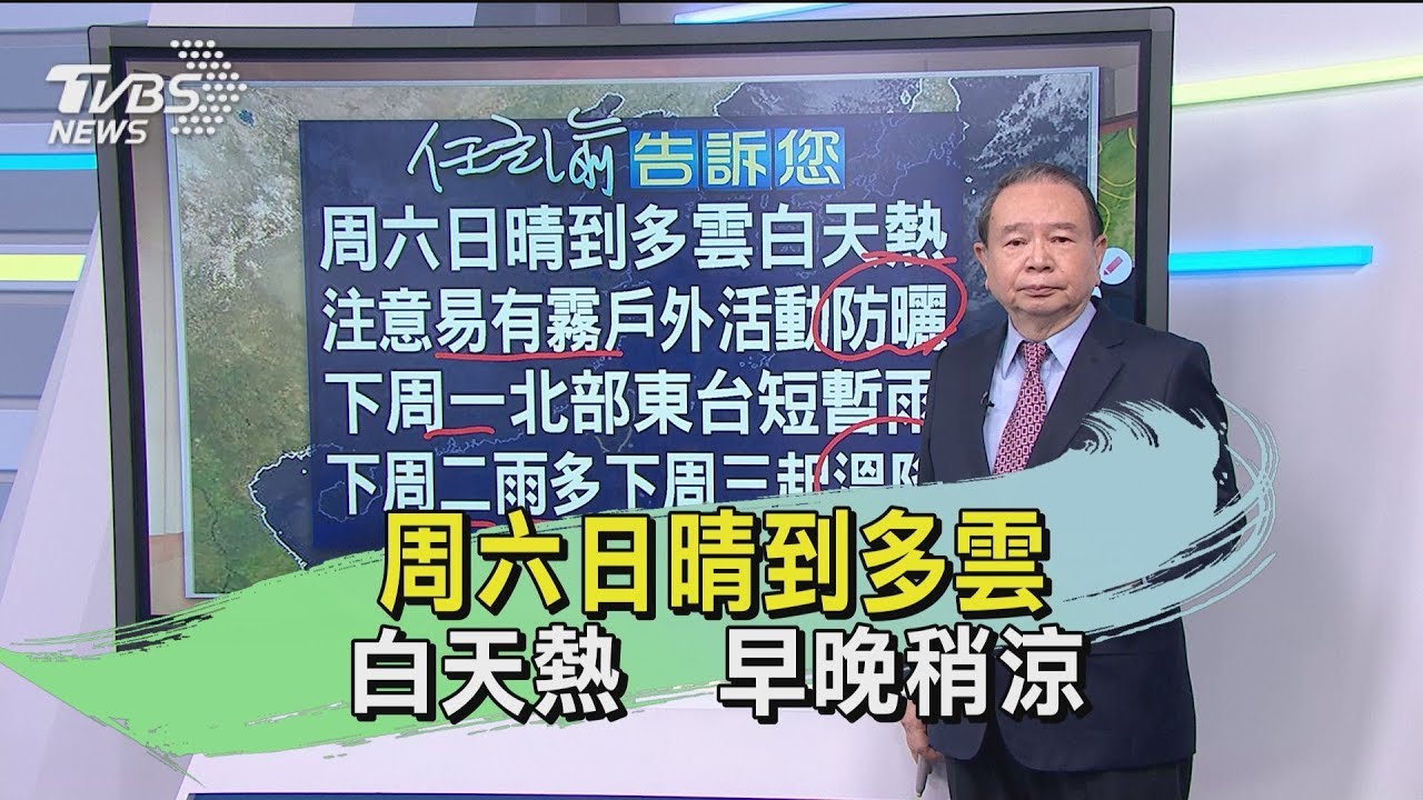 周六日晴到多雲　白天熱　早晚稍涼