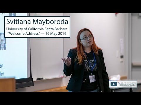 "Welcome Address on Behalf of the Wave Consortium" from Svitlana Mayboroda — UCSB 2019