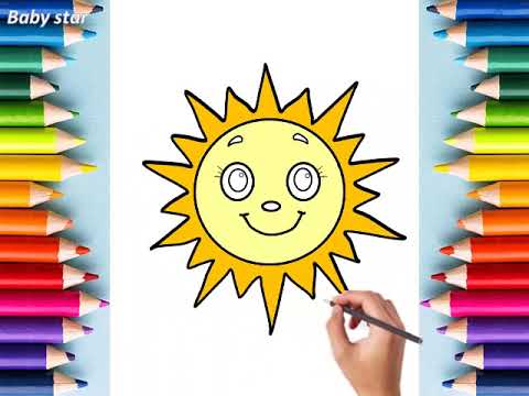 تعليم الاطفال رسم الدب و الشمس و المصباح | How to draw sun, bear, lamp | بيبى ستار هنا hana