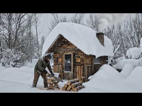 Snowstorm and Blizzard in a Wooden Cabin - a Freezing Winter Night