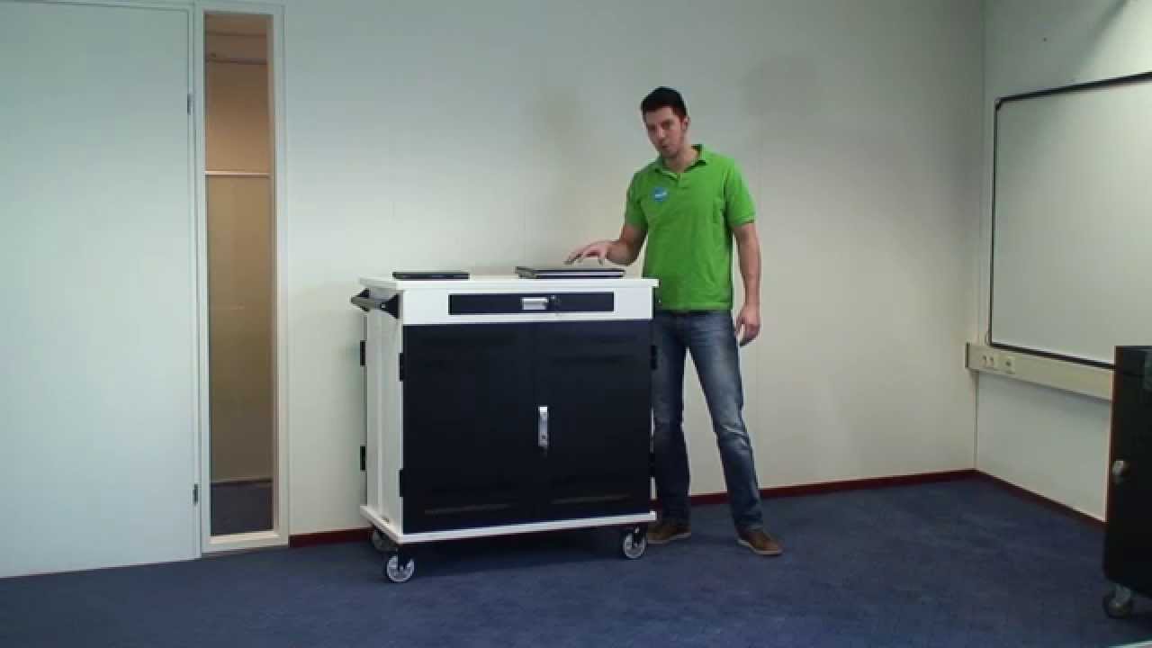 Safecart 40 PRO+ - SWISS-Edition - Großer Laptopwagen - 40 Ladeplätze mit schweizer Steckdosen