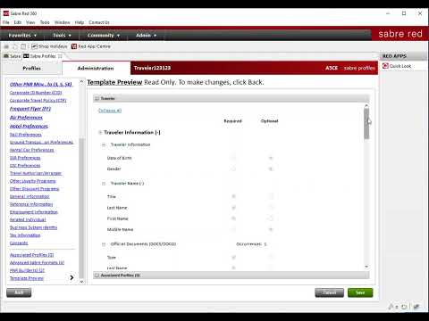 Sabre Red 360 Profiles - Introduction to Templates