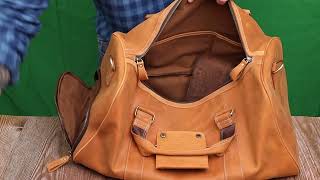 Містка дорожня сумка з натуральної вінтажної шкіри Vintage 22140 світло-коричнева