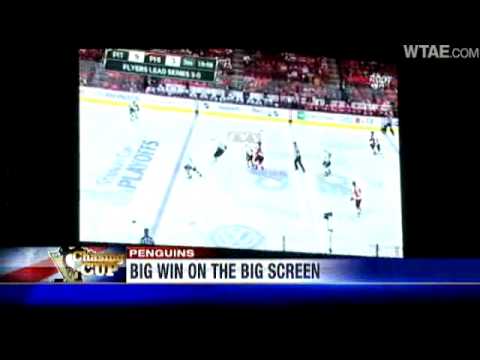 Penguins Fans Watch 10-3 Win Over Flyers On Big Screen