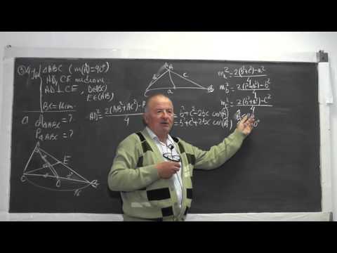 2/2 966 Aria triunghi in diverse variante Intersectia medianelor Teorema Pitagora generalizata Cls 7