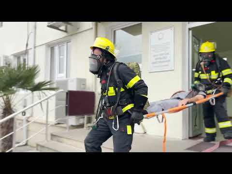 FHN-in Dövlət Yanğından Mühafizə Xidməti Qax rayon Mərkəzi Xəstəxanasında yanğın-taktiki təlim keçirib