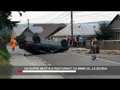 Un șofer beat s-a răsturnat cu BMW-ul, la Șcheia