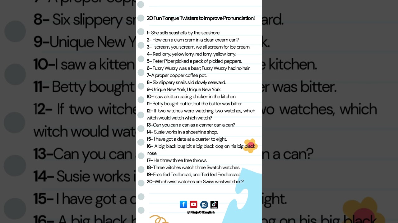 20 Fun Tongue Twisters to Improve Pronunciation