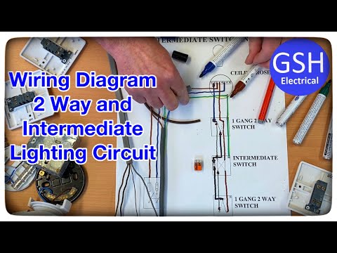 Wiring Diagram 2 Way & Intermediate Switching of a Lighting Circuit 3 Plate Method Connections