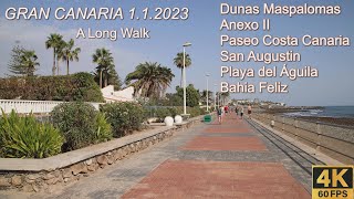 Gran Canaria long walking tour from Dunas Maspalomas to Bahia Feliz 4K