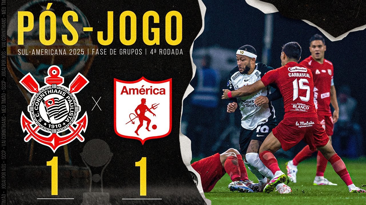 CORINTHIANS X AMÉRICA DE CALI 🔴 AO VIVO E COM IMAGENS DA ARENA | 4ª RODADA | SULAMERICANA 2025