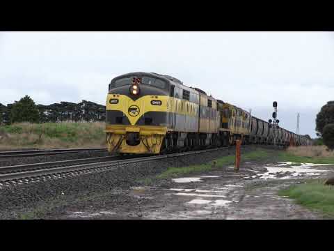Streamliners and ALCOs at Gheringhap - SSR grain train