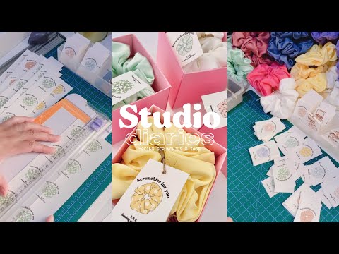 Studio Vlog 011: Making scrunchies and tags | restocking scrunchies | scrunchie business 📦🎀