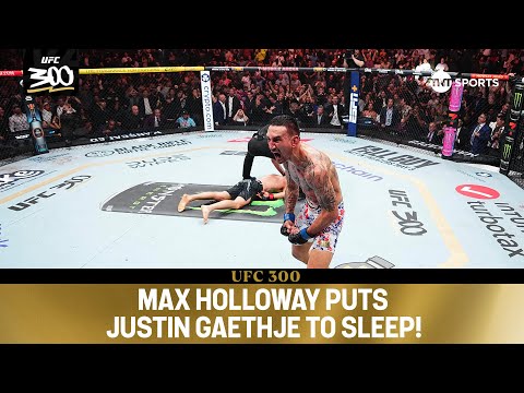 Max Holloway just put Justin Gaethje OUT COLD in the very last second of the final round 🤯 #UFC300