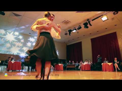  Viacheslav Ivanov  and  Olga Leonova  are  dancing  to  a  milonga  at  Kiev International Tango Festival  in  2016