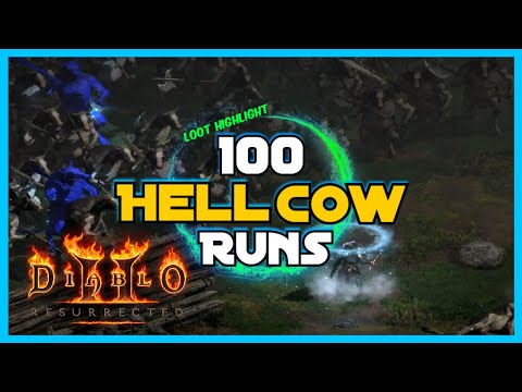 Diablo 2 Resurrected -  100 Hell Cow Run Loot Highlight