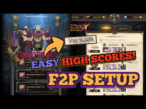 Final Boss Taizoo F2P Setup for HIGH SCORE! I GOT 2.5% Without Trying! Seven Deadly Sins Grand Cross