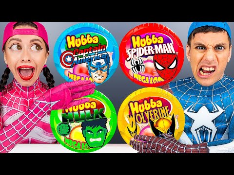 Mystery GIANT Hubba Bubba Challenge Bubblegum Food Challenge Superhero Mukbang by HUBALAND