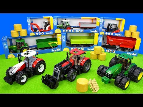 Bruder Tractor and Excavator at work | Playset Toys for Kids | Tractors in farming Action