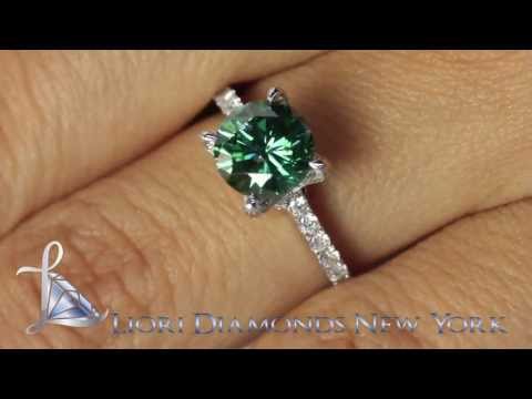 FD-SOLD-053 - 2.47 Carat Fancy Green Diamond Engagement Ring 18k White Gold