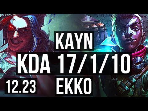 KAYN vs EKKO (JNG) | 17/1/10, Quadra, Legendary, 1.8M mastery, 1000+ games | EUW Master | 12.23