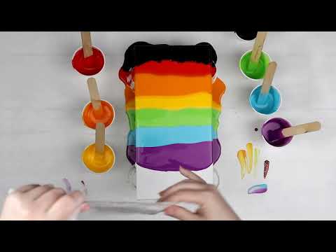 (705) Rainbow Swipe Technique with Acrylics *Acrylic Pour with Liquid Silicone*