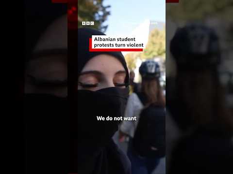 Albania's anti-government student protests turn violent. #BBCNews