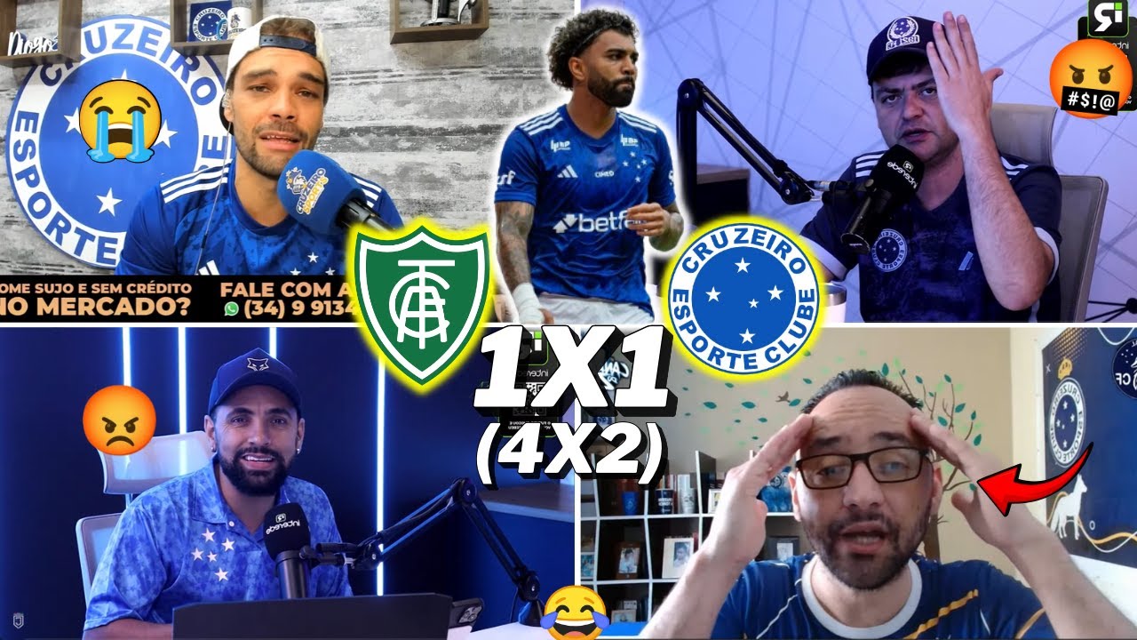 REAÇÕES CRUZEIRENSES ELIMINADOS E TRISTEZA TOTAL AMÉRICA-MG - 1 (4X2) 1 CRUZEIRO