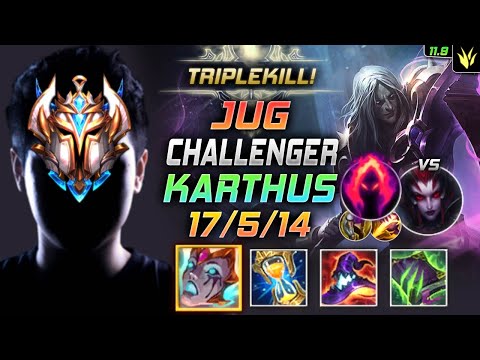 Challenger Karthus Jungle vs Elise - 천상계 장인 정글 카서스 템트리 룬 리안드리 수확 カーサス Картус 死亡颂唱者 - LOL KR 11.9