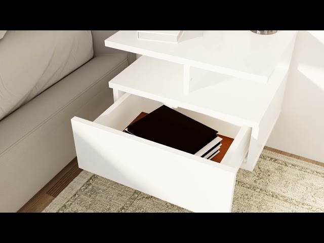 Video Teaser für 800405 vidaXL Floating Nightstand White 40x31x27 cm Engineered Wood